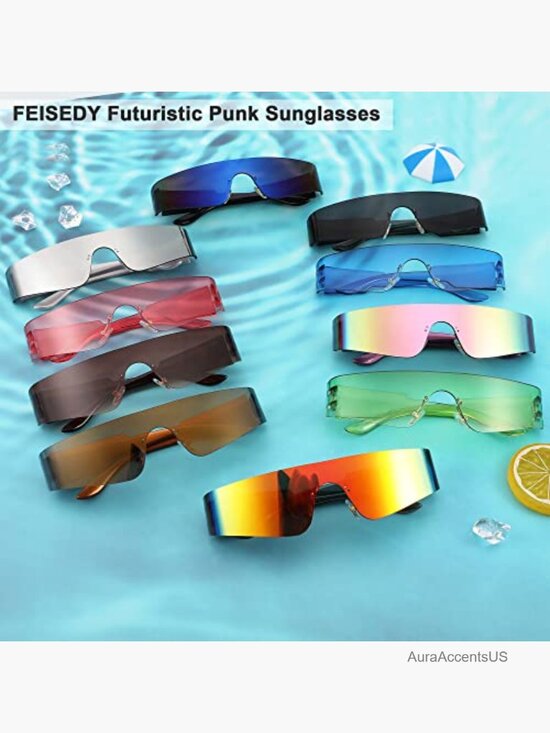 Futuristic Punk Sunglasses Rimless One Piece Shield UV Protection main image 4